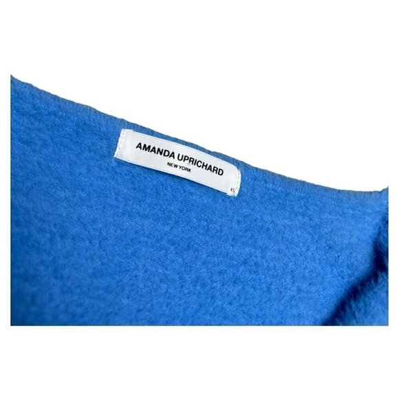 AMANDA UPRICHARD Fuzzy Luxury Designer Bright Blue Soft Crop Top XS - Picture 2 of 4